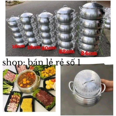Nồi nấu mì cay nhôm truyền thống - Dùng cho bếp gas & cồn, khuyến mãi 49.000đ