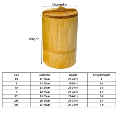 Nồi nấu tre DÀIQIYING – Xô cơm hấp tre tái sử dụng, Handmade thân thiện môi trường, có nắp và hộp đựng gạo, giảm giá 209.000₫ 2