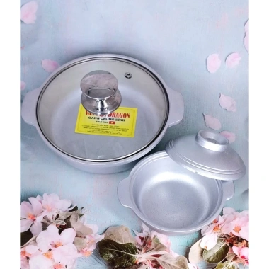 Nồi Nhôm Đúc Vạn Lợi Dragon 12-20cm, Nắp Nhôm + Nắp Kính, Bếp Gas Than Hồng Ngoại - 99.000 VND