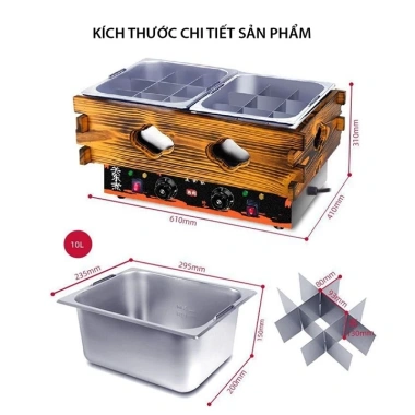 Nồi nhúng lẩu Oden đôi 18 ngăn, bếp xiên que Tokbokki kiểu Nhật – Giá 1.45 triệu