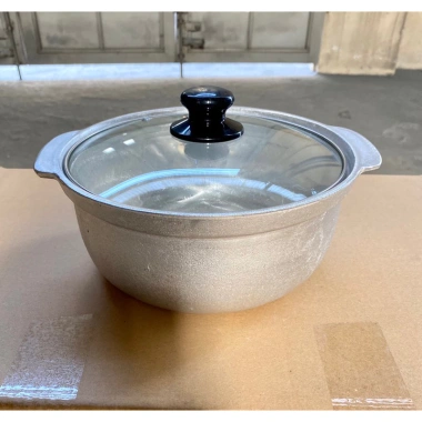 Nồi thố gang nắp kính 15‑27cm, loại thô – Kho thịt cá, nấu lẩu, giảm còn 135k