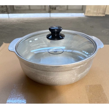 Nồi thố gang nắp kính 15‑27cm, loại thô – Kho thịt cá, nấu lẩu, giảm còn 135k