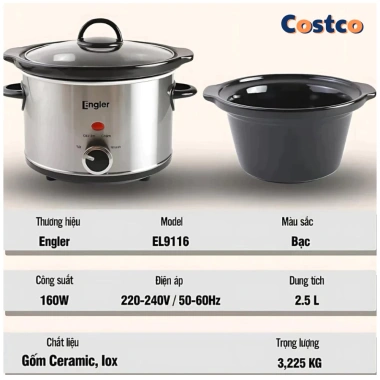 Nồi tiềm Engler EL9.116 2.5L 160W gốm sứ cao cấp - Ninh hầm, nấu cháo, kho thịt cá, giảm giá 550.000₫