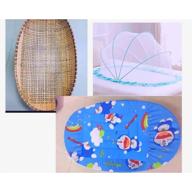 Nôi tre + bọc nệm & màn chụp, hỗ trợ bé nằm đặt võng, ngăn cong lưng, giảm còn 309.000₫