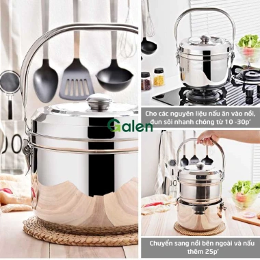 Nồi ủ nhiệt chân không Galen G014 5.5L Inox 410 - Dùng trên bếp ga, hồng ngoại, bảo hành 12 tháng - Giá ưu đãi 619.000₫ 5