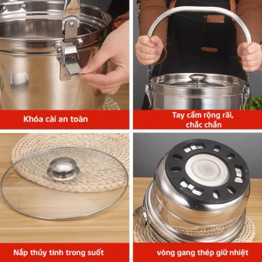 Nồi ủ nhiệt chân không Galen G014 5.5L Inox 410 - Dùng trên bếp ga, hồng ngoại, bảo hành 12 tháng - Giá ưu đãi 619.000₫ 7
