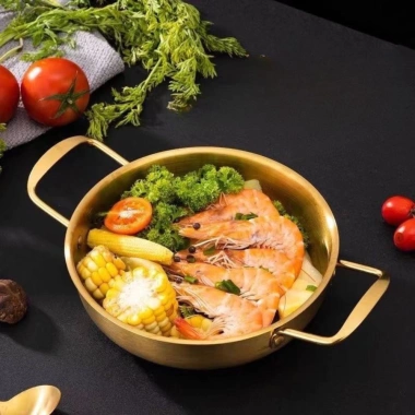 Nồi Vàng Inox MINI - Nấu Mì Cay, Lẩu, Soup, Thép Không Gỉ Phong Cách Hàn Quốc