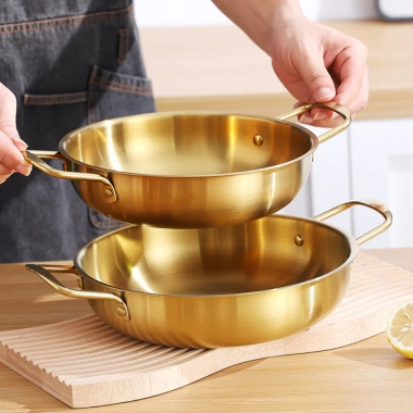Nồi Vàng Inox MINI - Nấu Mì Cay, Lẩu, Soup, Thép Không Gỉ Phong Cách Hàn Quốc