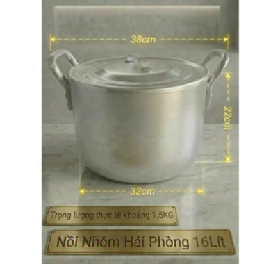 Nồi Xoong Nhôm Hải Phòng dày đặc 16‑40L - Hàng VNXK, giá chỉ 270k (giá gốc 324k)