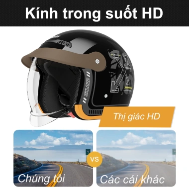Nón bảo hiểm 3/4 Masontex kính ẩn, vỏ ABS chắc chắn, tem phản quang - 429.000₫ 4