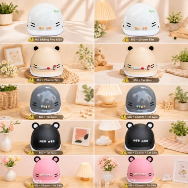 Nón bảo hiểm Cá Heo nam nữ cao cấp tặng tai gấu và charm tên cute 65.000₫ 2