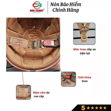 Nón bảo hiểm nửa đầu cá heo CAMRY HELMETS an toàn thời trang, đa màu, free size 55‑58cm - Giá chỉ 151.999 VND