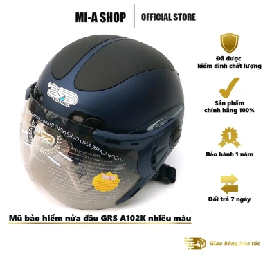 Nón bảo hiểm nửa đầu GRS A102K đa màu kèm kính chắn gió - giá chỉ 269.500 VND