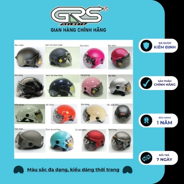 Nón bảo hiểm nửa đầu GRS A33k chính hãng đa màu, giảm 18% Bảo vệ nam nữ 2