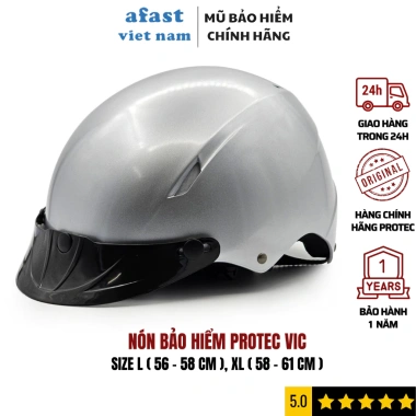 Nón bảo hiểm nửa đầu Protec Vic - nhẹ, thoáng mát, size 58-62 cm, nam nữ, giá chỉ 323.000₫