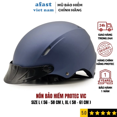 Nón bảo hiểm nửa đầu Protec Vic - nhẹ, thoáng mát, size 58-62 cm, nam nữ, giá chỉ 323.000₫