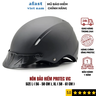 Nón bảo hiểm nửa đầu Protec Vic - nhẹ, thoáng mát, size 58-62 cm, nam nữ, giá chỉ 323.000₫