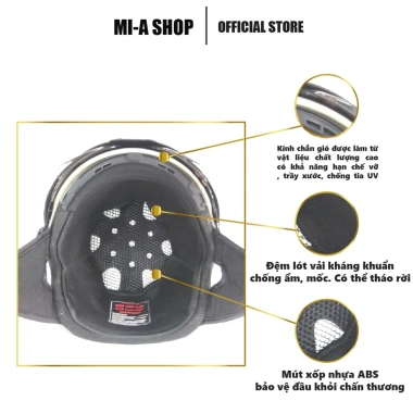 Nón bảo hiểm nửa đầu SUNDA 135D kính âm tháo lót cao cấp - đa màu, giá chỉ 389k 3
