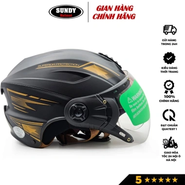 Nón bảo hiểm nửa đầu SUNDY HP02K có kính, thể thao nam tính, Freesize 55-58cm - 192k