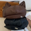 Nón beret nữ da PU bền đẹp, form phồng, tai mèo retro, màu trơn - Giá 57.800đ 7