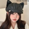 Nón beret nữ da PU bền đẹp, form phồng, tai mèo retro, màu trơn - Giá 57.800đ 8