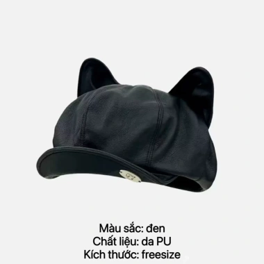 Nón beret nữ da PU bền đẹp, form phồng, tai mèo retro, màu trơn - Giá 57.800đ 10