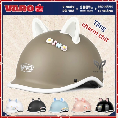 Nón Cá Heo VAROHELMET Freesize - Tặng Charm Chữ, Bảo Hiểm Chuẩn, Giá 295k