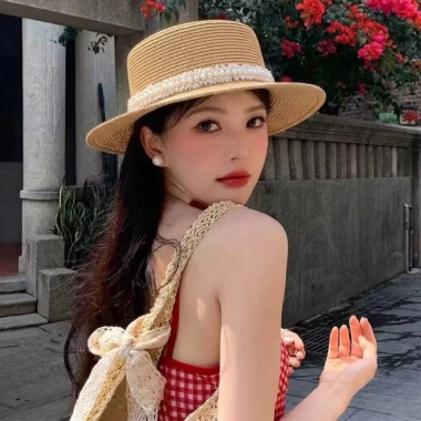 Nón cói ren viền vành tròn xinh xắn - Mũ đi biển nữ phối nơ, giá 37.500₫