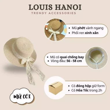 Nón cói ren viền vành tròn xinh xắn - Mũ đi biển nữ phối nơ, giá 37.500₫