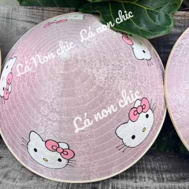 Nón lụa cao cấp Hello Kitty quai dài che nắng mưa, áo dài, đi lễ, đi biển - 180k