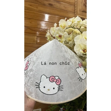 Nón lụa cao cấp Hello Kitty quai dài che nắng mưa, áo dài, đi lễ, đi biển - 180k