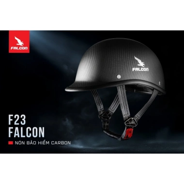Nón Nửa Đầu Falcon F23 Carbon Chính Hãng – Siêu Nhẹ, Vành Nắng, Giá 1.7 Triệu