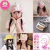 Nón tai bèo họa tiết gấu dâu Lotso xinh xắn, vải xốp nhung kaki, dây đeo, cho bé gái, giá chỉ 59.000