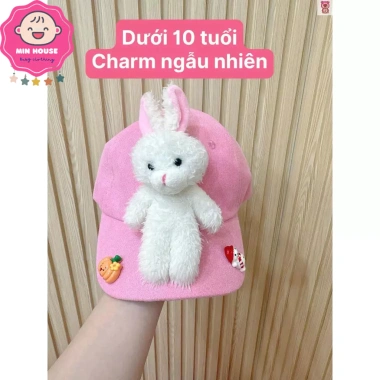 Nón tai bèo họa tiết gấu dâu Lotso xinh xắn, vải xốp nhung kaki, dây đeo, cho bé gái, giá chỉ 59.000
