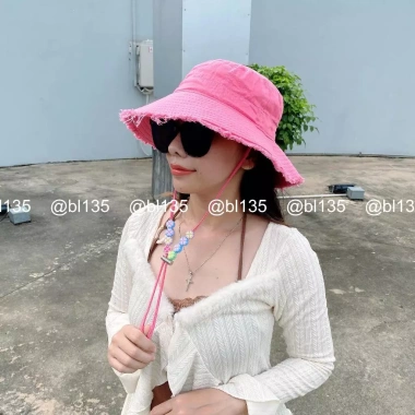 Nón tai bèo rộng vành tua rua xỏ hạt hoa nhiều màu - Mũ bucket chống nắng thể thao nam nữ NBLTHH01
