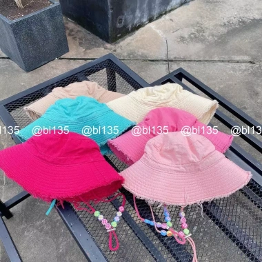 Nón tai bèo rộng vành tua rua xỏ hạt hoa nhiều màu - Mũ bucket chống nắng thể thao nam nữ NBLTHH01