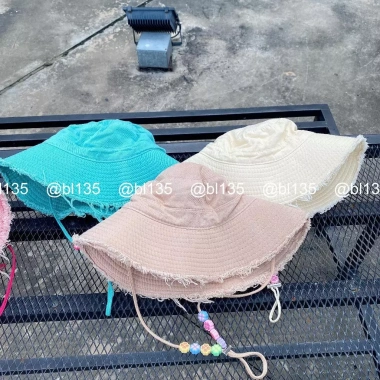 Nón tai bèo rộng vành tua rua xỏ hạt hoa nhiều màu - Mũ bucket chống nắng thể thao nam nữ NBLTHH01