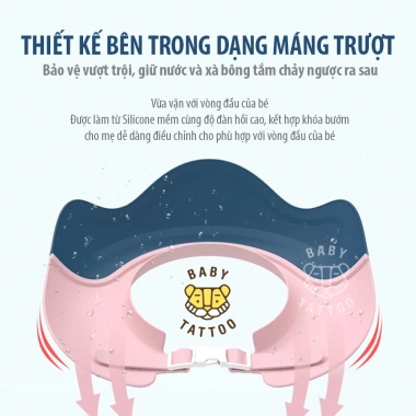 Nón Tắm Baby Tattoo Hình Vương Miện - Thiết Kế Nước Chảy Ra Sau, Hỗ Trợ Bé, Giá Khuyến Mãi 160.000₫ 5