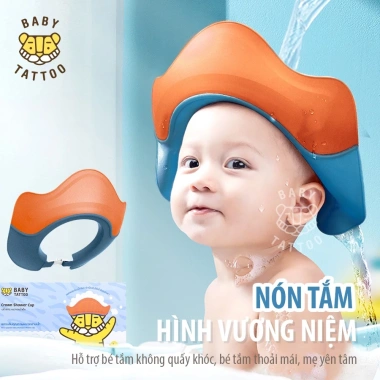 Nón Tắm Baby Tattoo Hình Vương Miện - Thiết Kế Nước Chảy Ra Sau, Hỗ Trợ Bé, Giá Khuyến Mãi 160.000₫ 9