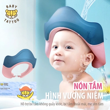Nón Tắm Baby Tattoo Hình Vương Miện - Thiết Kế Nước Chảy Ra Sau, Hỗ Trợ Bé, Giá Khuyến Mãi 160.000₫ 10
