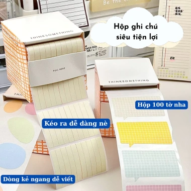 Note kẻ ngang NO60 dán được, dễ viết, dạng kéo - Hộp 100 tờ phong cách Hàn Quốc 2