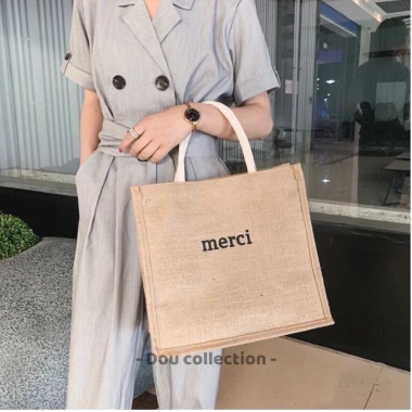 NowShip2h Túi Cói Merci Cao Cấp Loại 1 Form Lớn 2 Lớp Vintage Túi Xách Tay Giá 63k 8