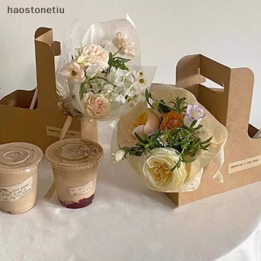 NS 10 chiếc cốc giấy kraft có tay cầm 1/2/4 lít, dùng cho cà phê, đồ uống nóng/lạnh, hộp takeout - giảm giá 88.880₫