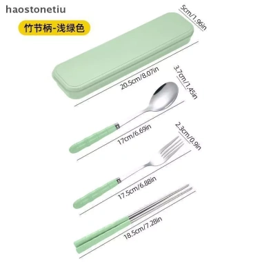 NS 3 Chiếc Thép Không Gỉ Di Động Bộ Đồ Ăn Ngoài Trời Hộp Du Lịch Thìa Nĩa Đũa Cutler Quà Tặng Sinh Viên Người Lớn