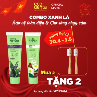 Nụ Gắn Kết Combo 2 kem đánh răng Ecodenta 100ml - Cúc la mã và 7 thảo mộc, giá ưu đãi 502.800 VND