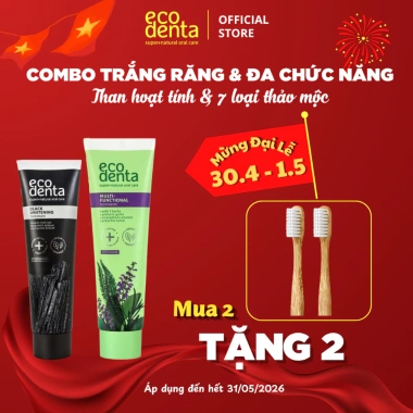 Nụ Gắn Kết Combo 2 kem đánh răng Ecodenta 100ml Than tre và 7 thảo mộc, giảm 22%