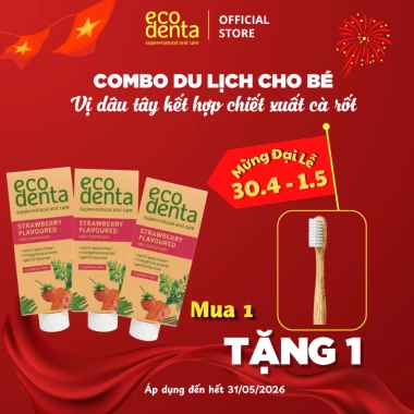 Nụ Vu Vi Combo 3 tuýp 10ml Kem đánh răng Ecodenta vị dâu trẻ em chiết xuất cà rốt - Giá ưu đãi 90.000₫