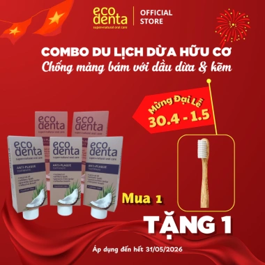 Nụ Vu Vi Combo 5 tuýp 10ml Kem đánh răng Ecodenta chống mảng bám dầu dừa - Giá 150.000 VND