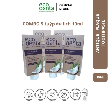 Nụ Vu Vi Combo 5 tuýp 10ml Kem đánh răng Ecodenta chống mảng bám dầu dừa - Giá 150.000 VND