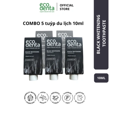Nụ Vu Vi Combo 5 Tuýp 10ml – Kem Đánh Răng Ecodenta Trắng Răng Than Hoạt Tính Đen, Giá Ưu Đãi 150.000₫